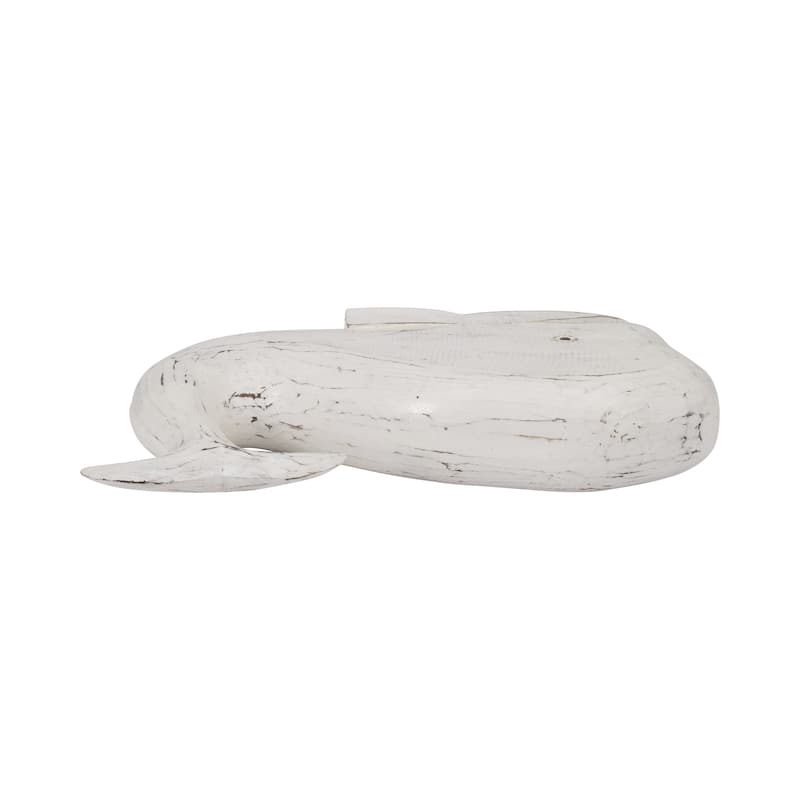 Sagebrook Home Coastal Albasia Wood 15-Inch Nautical Tail Up Whale Figurine - 15" x 3" x 9"