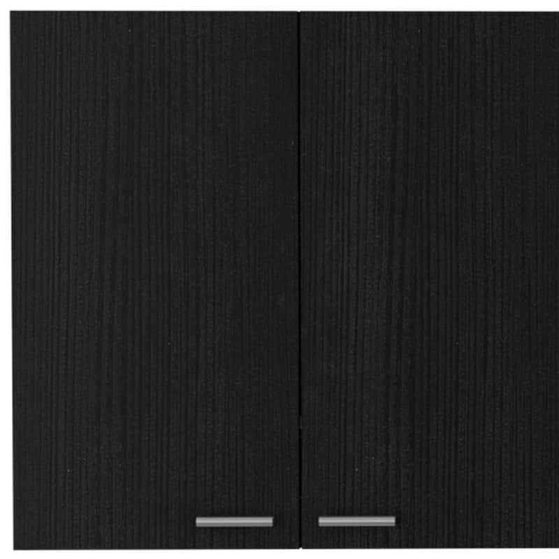 HomeRoots 59" Black Wood Wall mounted Accent Cabinet With Five Shelves
