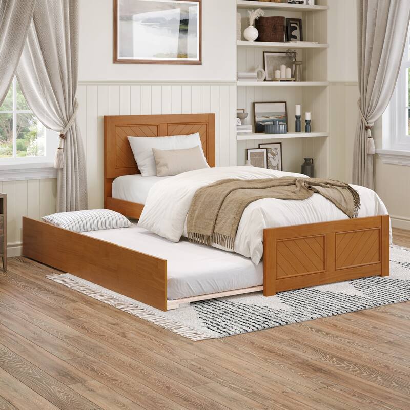 AFI, Canyon Platform Bed with Matching Footboard & Trundle - Light Toffee - Twin XL