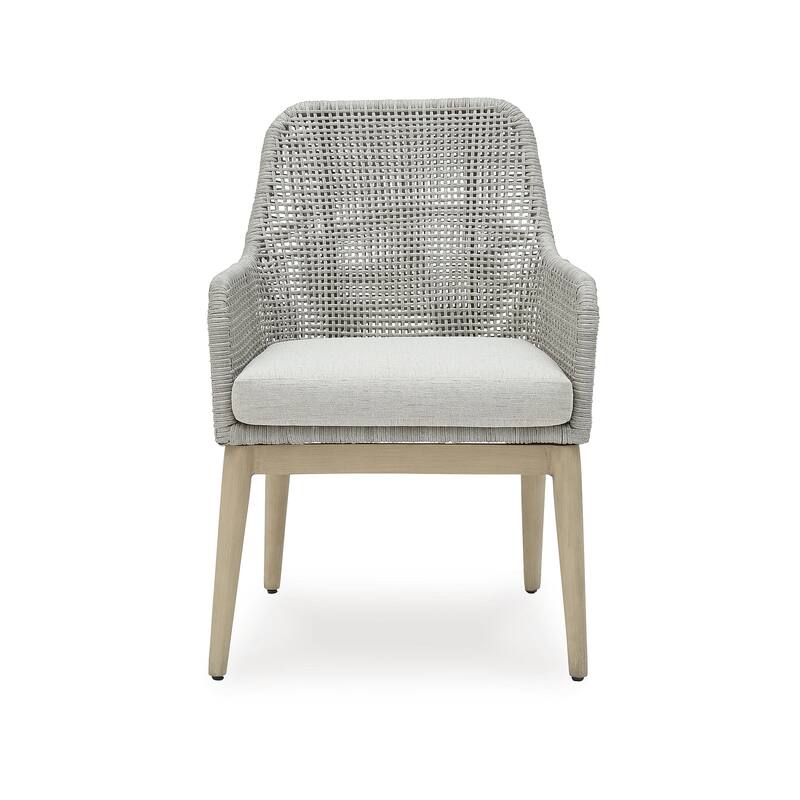 Signature Design by Ashley Seton Creek Gray Outdoor Dining Arm Chair (Set of 2) - 25.25" W x 24.5" D x 36" H