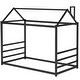 preview thumbnail 6 of 16, House Platform Bed with Roof and Chimney Design, Twin Size - Sturdy Metal Frame for Kids' Room, Black
