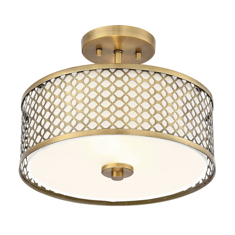 Meridian M60016 2 Light 13" Wide Semi-Flush Drum Ceiling Fixture
