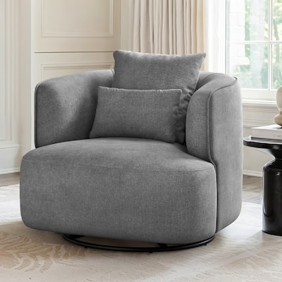 LUE BONA Swivel Accent Armchair Fabric Blend, Modern Upholstered Barrel Chair Living Room Sofa Chair