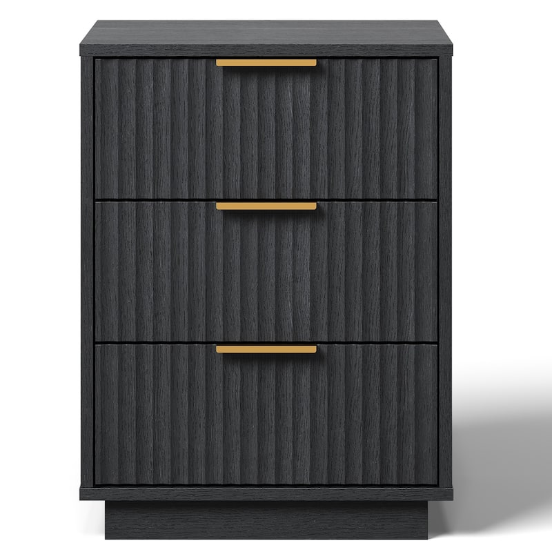 3-Drawer Nightstand for Bedroom - Black