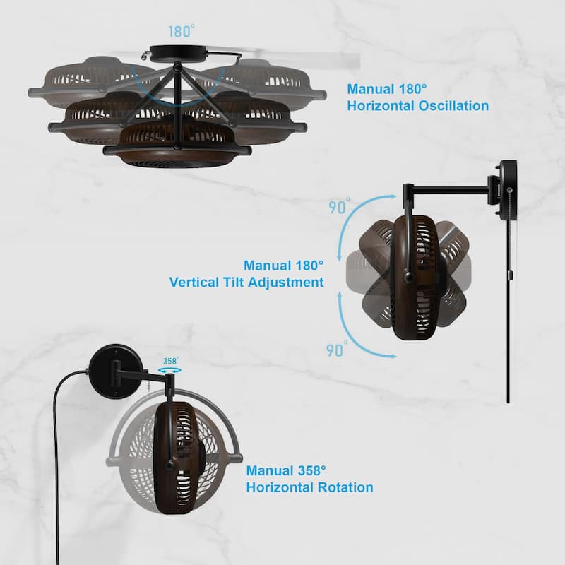 10-inch Industrial Walnut Indoor Wall Mount Fans with Plug in Cord