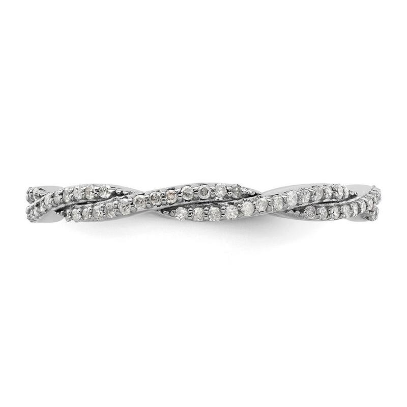 Curata 2.5mm 925 Sterling Silver Prong set Stackable Expressions Polished Diamond Ring
