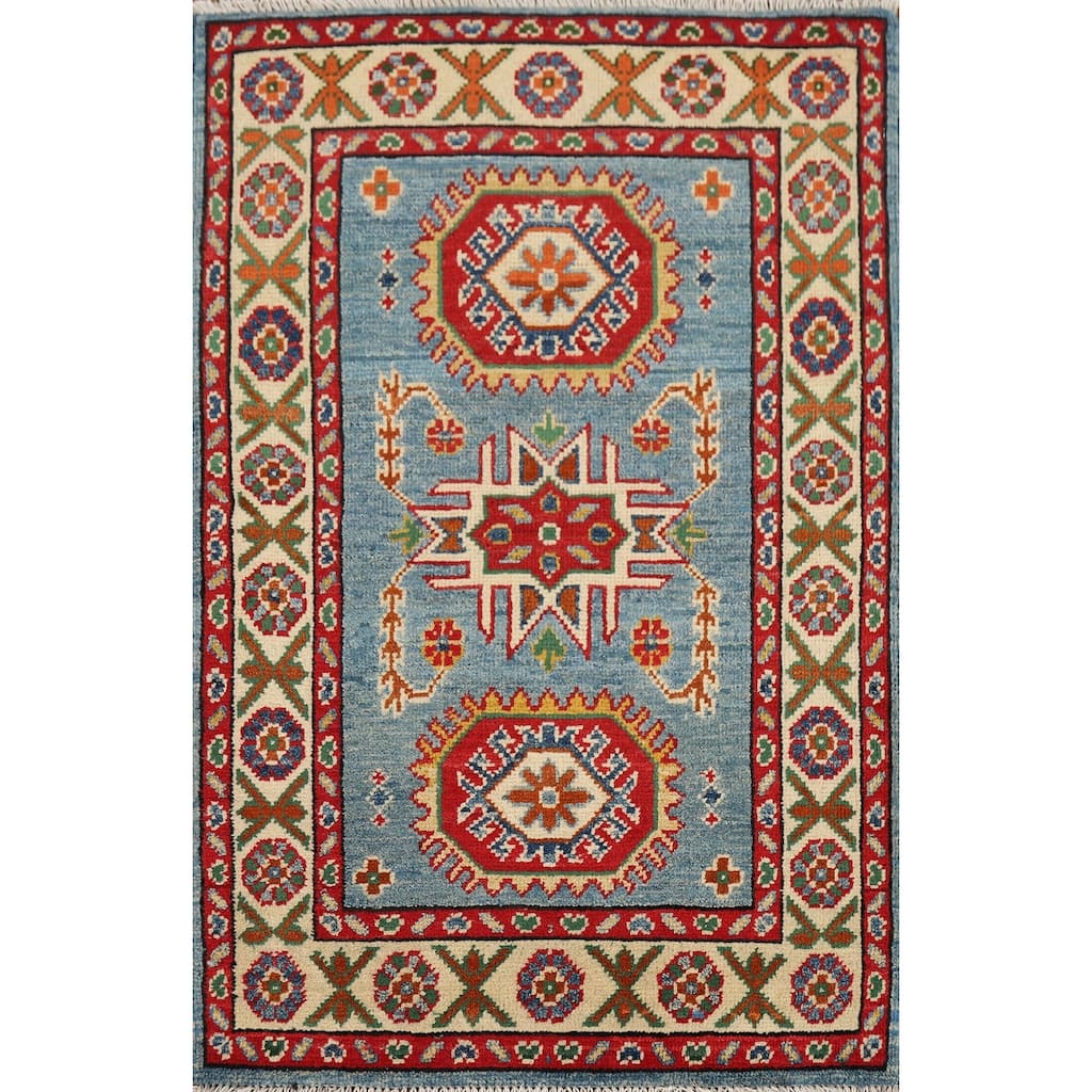 Blue Kazak Accent Rug Handmade Wool Carpet - 2'1" x 3'1"