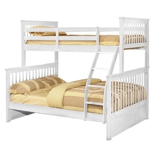 Mission Style Wooden Twin Over Full Bunk Bed with Slatted Headboard ...