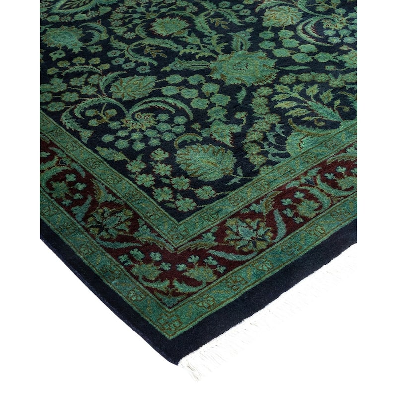 Overton Hand Knotted Wool Vintage Inspired Modern Contemporary Overdyed Black Area Rug - 3' 1" x 5' 5"