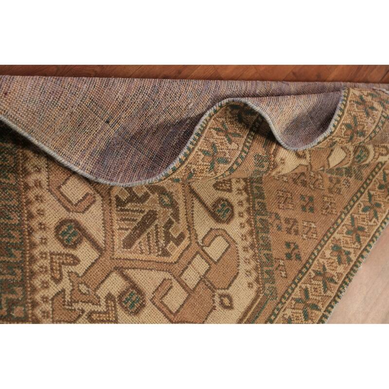 Geometric Bakhtiari Persian Runner Rug Handmade Wool Carpet - 3'4"x 9'6"
