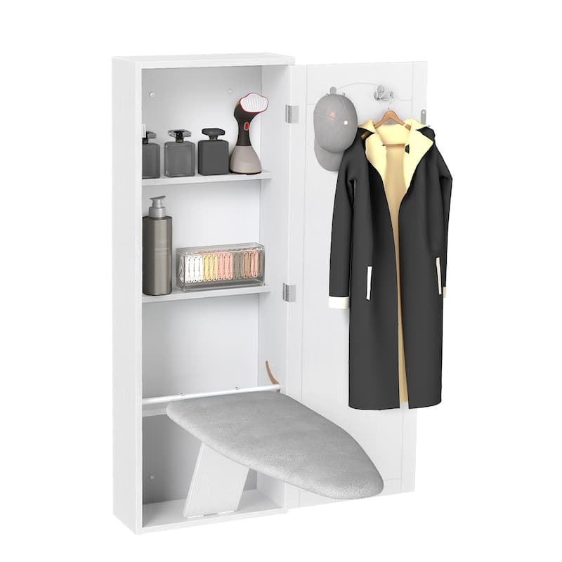 Moasis 47.2"Height Essentials In-Wall Recessed Ironing Board Cabinet with 4 Storage Shelves