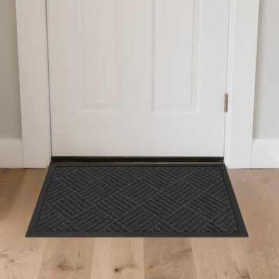 Front Door Mat Non-Slip Backing Entry Mat Low Profile Doormat In Grey