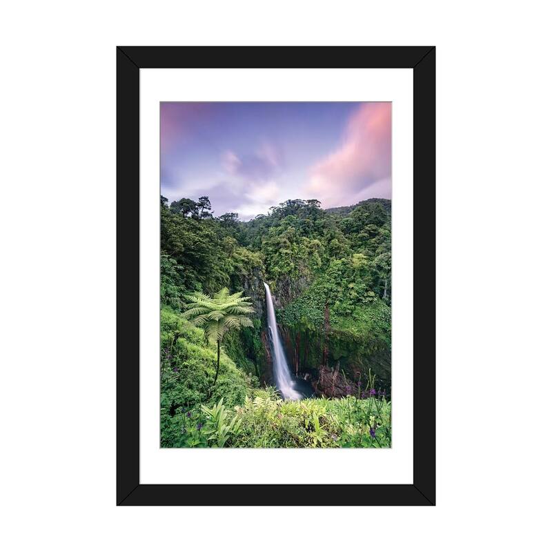 iCanvas "Waterfall At Sunset, Costa Rica" by Matteo Colombo PFA - Black - 32x24x1
