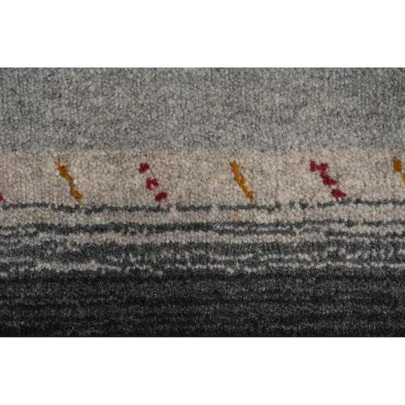 Hand Knotted Oriental 100% Wool Carpet Tribal Animal Pictorial Greys & Charcoal Gabbeh Area Rug - 4' 8'' X 3' 0''