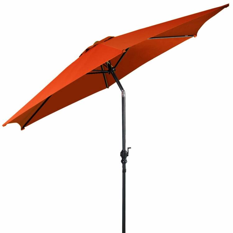 9-Foot Outdoor Market Patio Table Umbrella with Push-Button Tilt and Crank Lift for Sun Shade