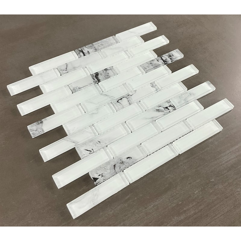 Glass Mosaic - 1 x 4 Brick Pattern Wall Mosaic Tiles - Case (10 Sheets)