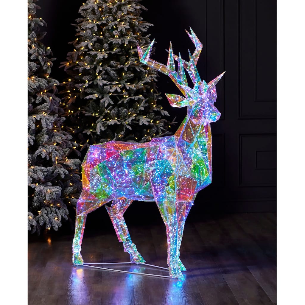 Prismatic Iridescent Christmas Deer 57", LED lights