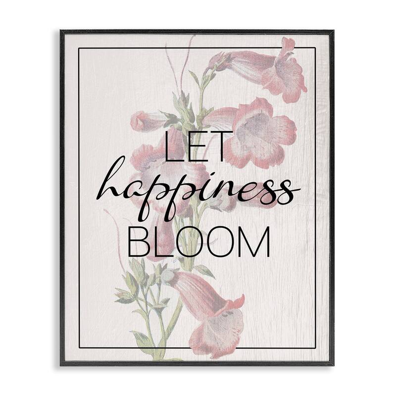 Stupell Vintage Let Happiness Bloom Framed Giclee Art Design By Lil' Rue - 24 x 30 - Black