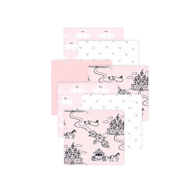 slide 1 of 1, Little Treasure Hudson Baby Girls Cotton Poly Flannel Receiving Blankets Multipack, Pink Fairytale Princess, 30x30 inches 30x30 inches - Pink Fairytale Princess