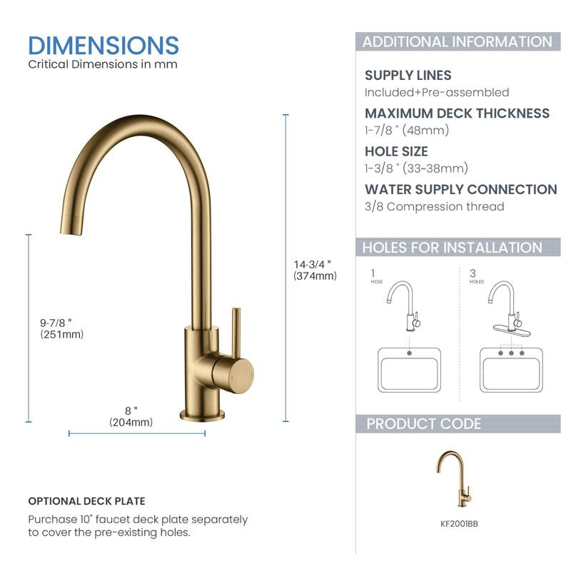 Lead Free High Arc Single Level Bar Prep Kitchen Faucet with Single Handle