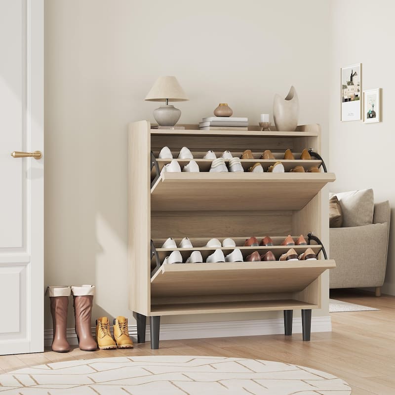 Drawer Wooden Shoe Cabinet with Adjustable Shelves