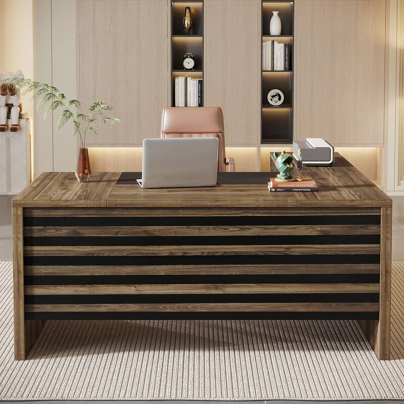 62.2" Executive Desk with Mobile File Cabinet, L-Shaped Office Desk for Home Office