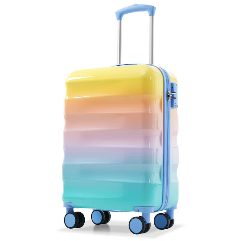 20" Carry-on Luggage with Cup Holder - Lightweight Glossy Hardshell Suitcases with Spinner Wheels, TSA Lock, 2 Piece Set