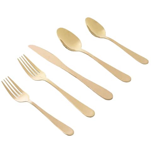 Gibson Home Stravida 20 Piece Flatware set in Gold Stainless Steel