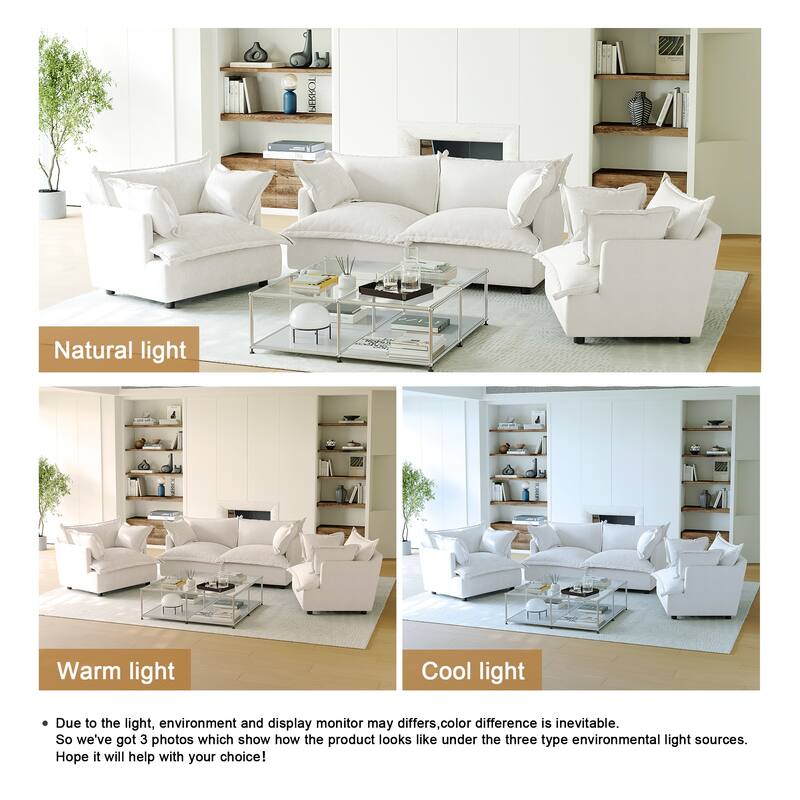 Comfy Cloud Oversized Chenille Modular Sectional Sofa Armchair Set