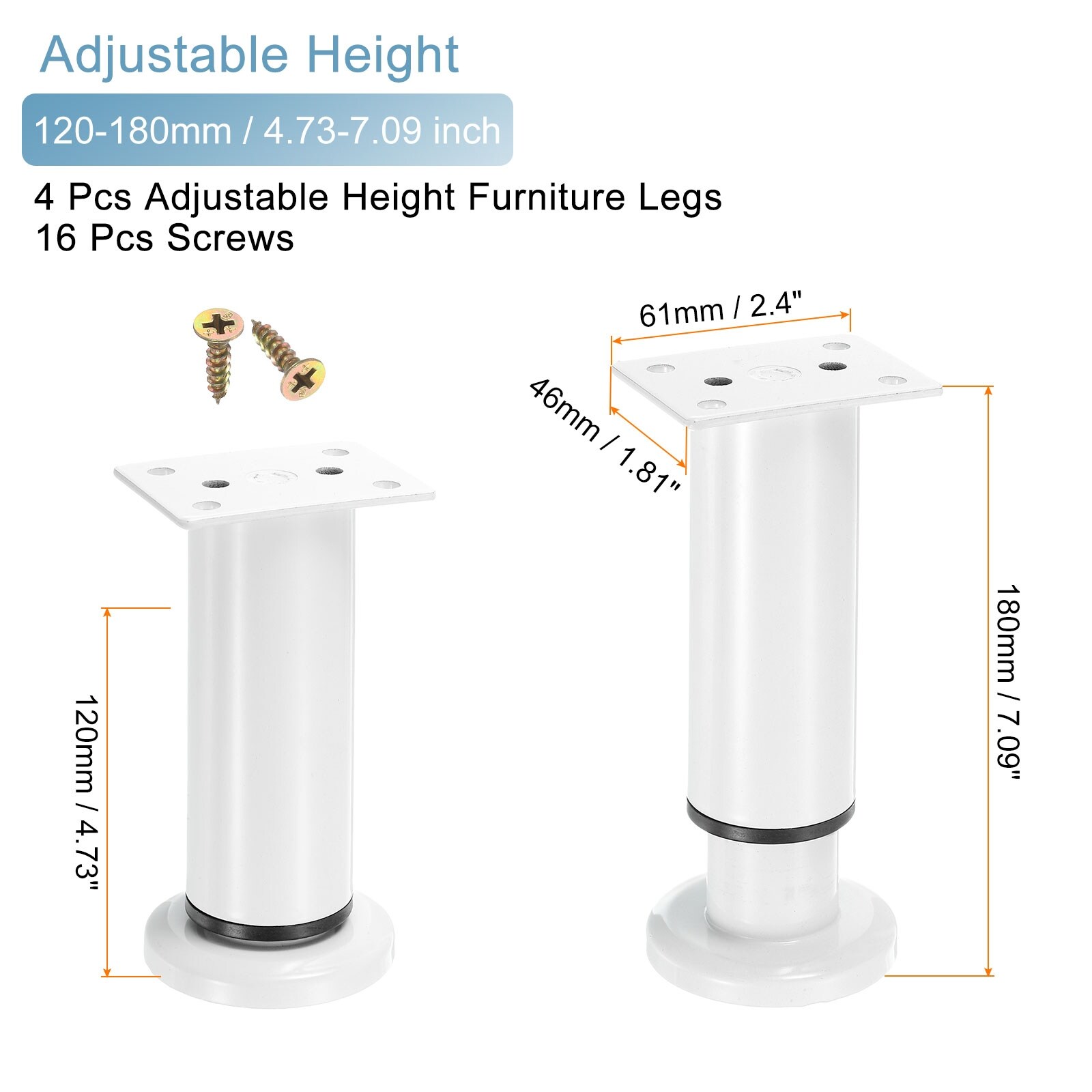Adjustable Height Table Legs Carbon Steel Bed Legs Replacement