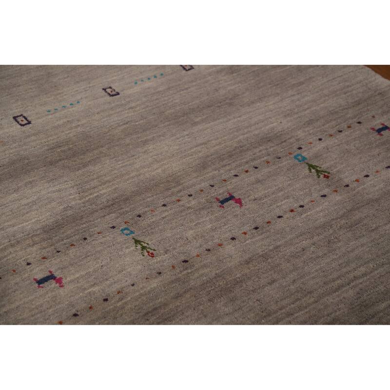 Animals Tribal Gabbeh Area Rug Hand-Knotted Wool Carpet - 5'3" x 7'7"