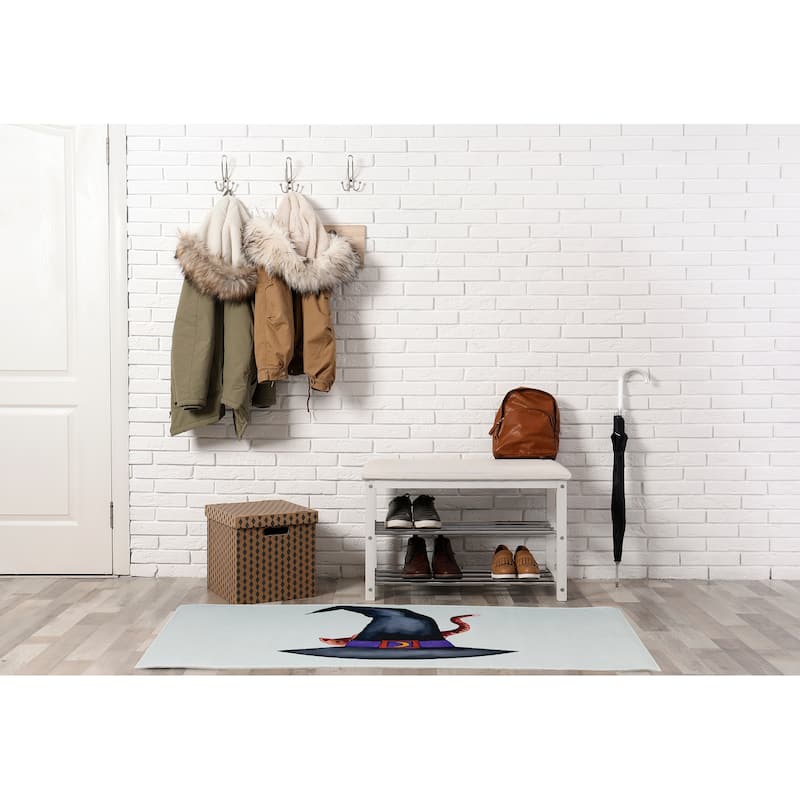 Cat Behind the Hat Halloween Design Chenille Area Rug