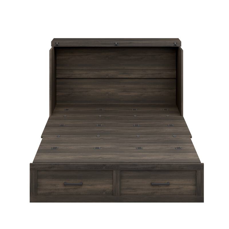 Rustic Foldable Bed Murphy Bed with Power Outlet & USB Port