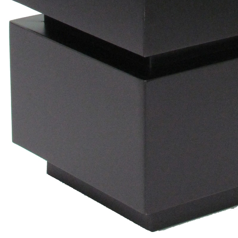 16 in. Antique Black Square Wood End Table with Pedestal Base
