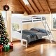 preview thumbnail 2 of 32, Kid Bed Frame Wooden Versatile Twin over Full Bunk Bed with Arched Headboard