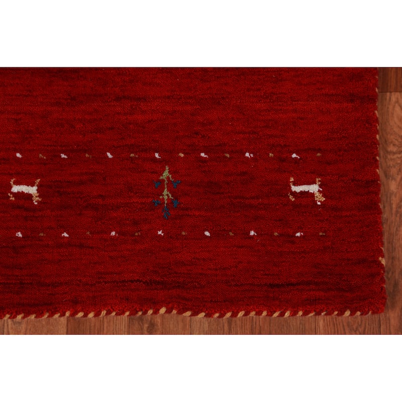 Tribal Red Gabbeh Indian Rug Handmade Wool Carpet - 3'1" x 5'0"