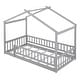 preview thumbnail 22 of 31, Twin Size Floor Bed House Bed with Roof and Fence