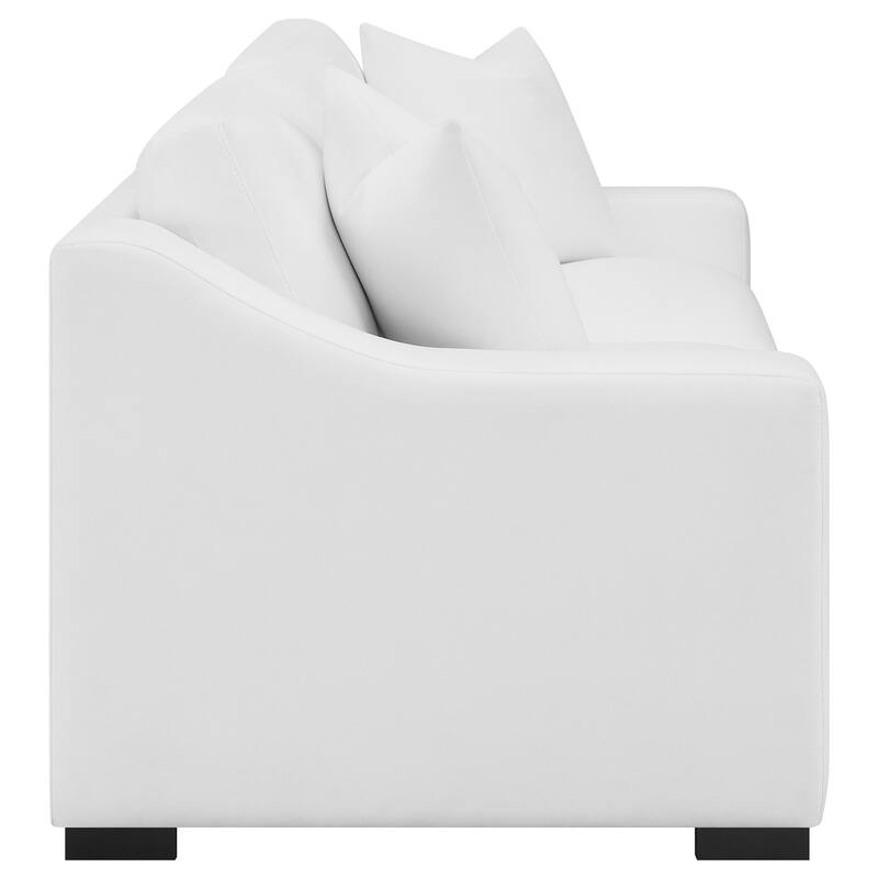 Ashlyn Transitional Upholstered Sloped Arm Sofa White