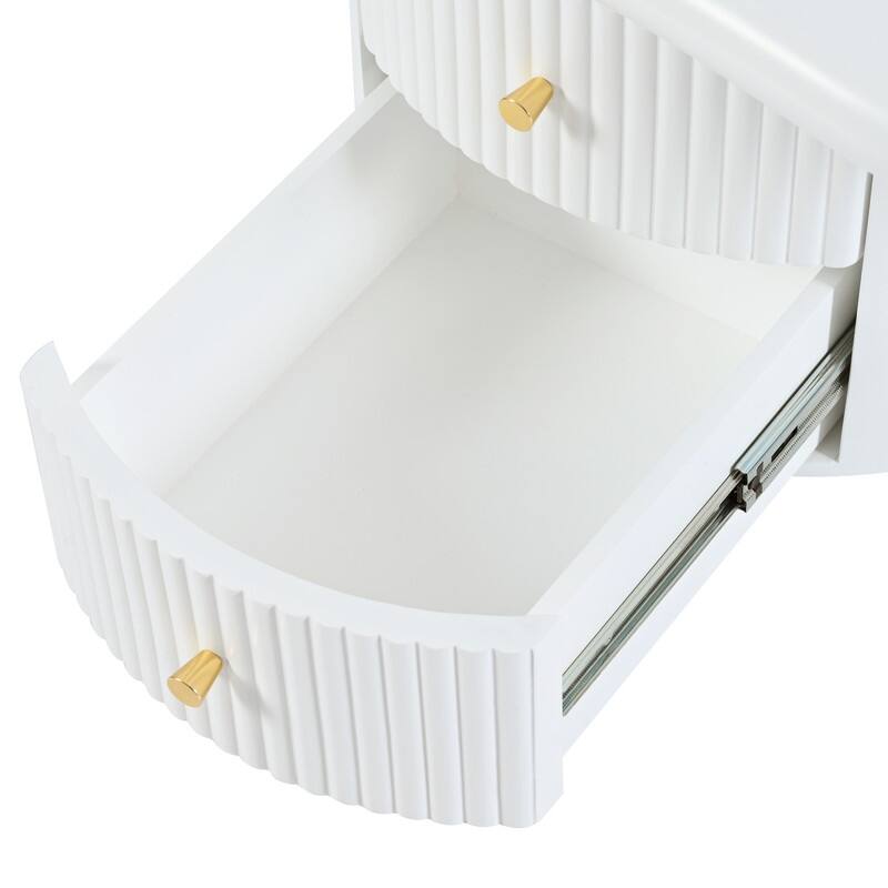 Cream Style Cloud-Shaped Coffee Table Set of 3, Irregular Design Cocktail End Table with Storage Drawer & 2 Small Stools