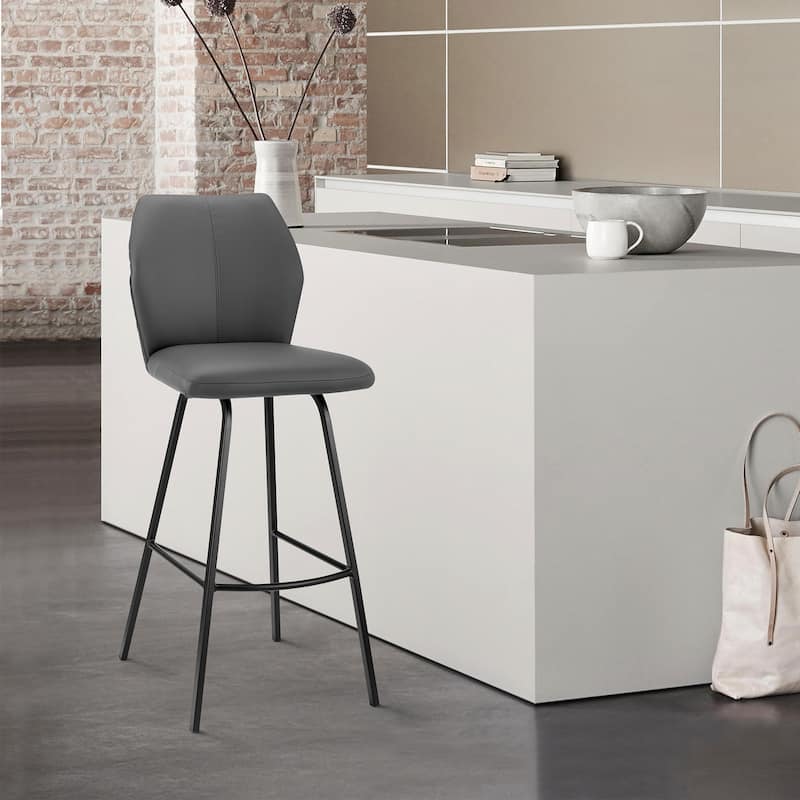 Tandy Faux Leather and Metal Bar or Counter Stool - Black & Gray - Counter Height