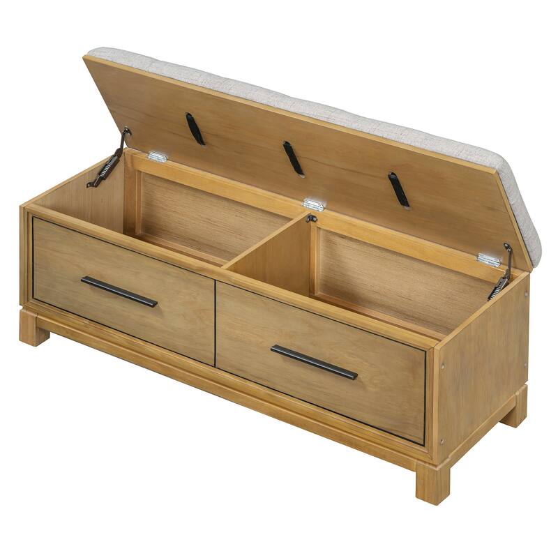 Shoe Bench with Removable Cushion and Hidden Storage