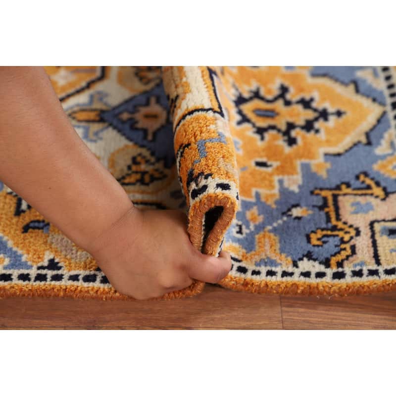 Gold Yellow Kazak Foyer Rug Handmade Wool Carpet - 2'0" x 3'0"