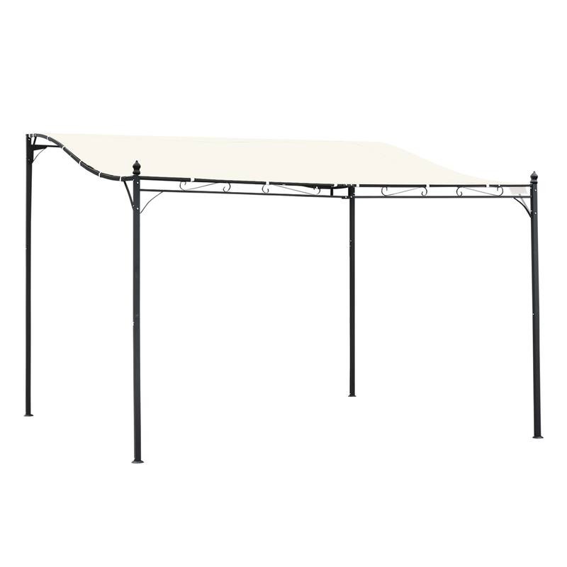 10' x 13' Steel Outdoor Pergola with Weather-Resistant Canopy, Cream White - White