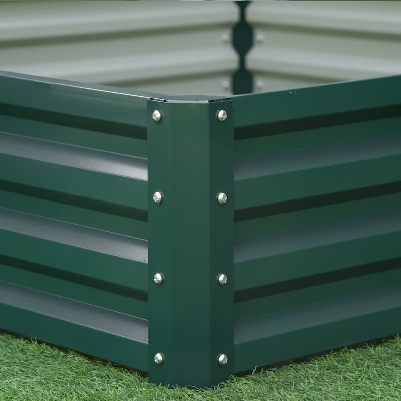 Galvanized Raised Garden Bed, 4' x 4' x 1' Metal Planter Box, for Growing Vegetables, Flowers, Herbs, Succulents, Green