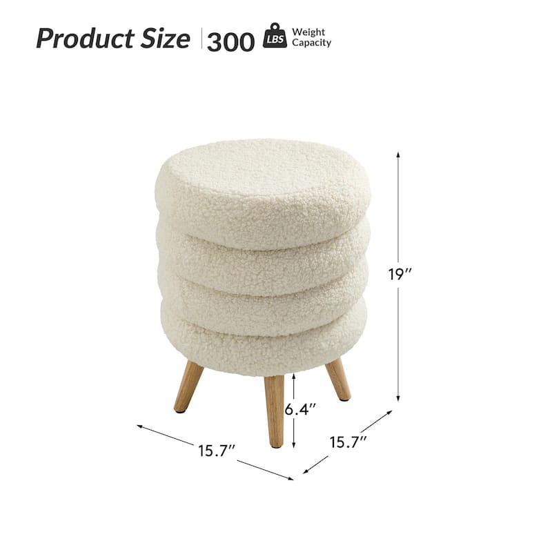 Deonicio 15.7" Wide Ottoman with Solid wood Legs, Set of 2