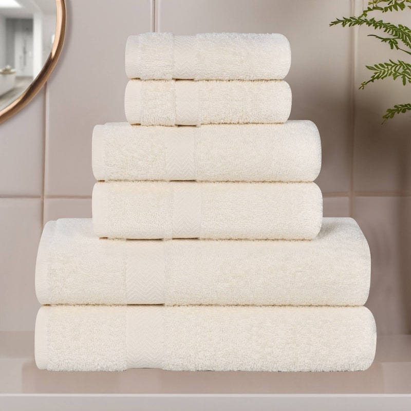 Superior Franklin Cotton Lightweight 6-Piece Assorted Towel Set - Ivory