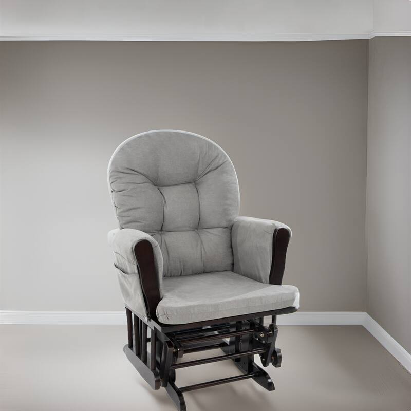 Nursery Glider and Ottoman Set - Reclining Rocker Chair with Padded Back, Armrests, and Cushions