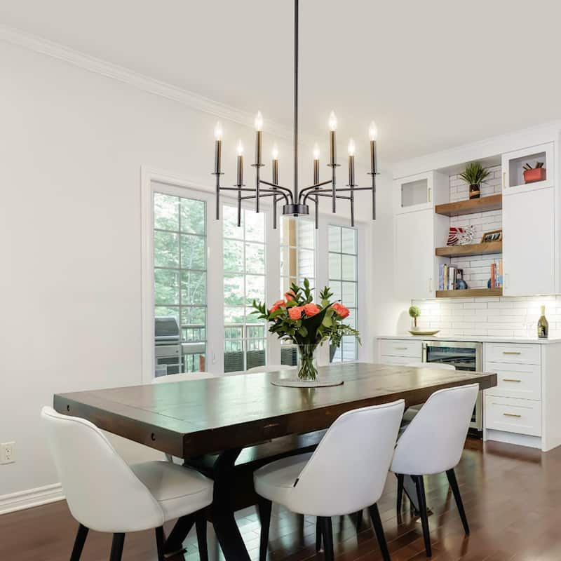 Starsky 8-Light 27'' Traditional Classic Candle Farmhouse Chandelier