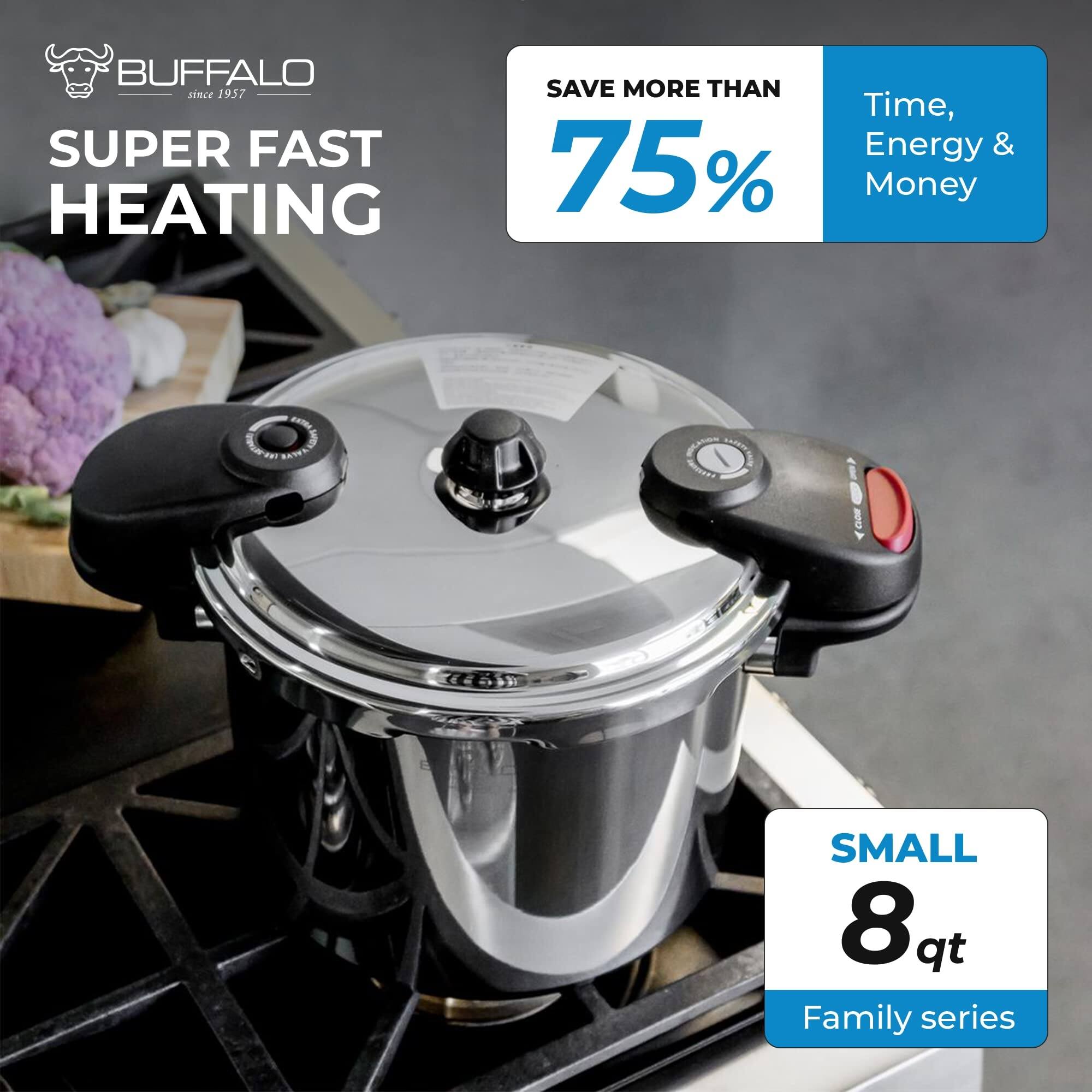 8 Qt Stainless Steel Pressure Cooker, Small Canning Pot with Lid, Easy