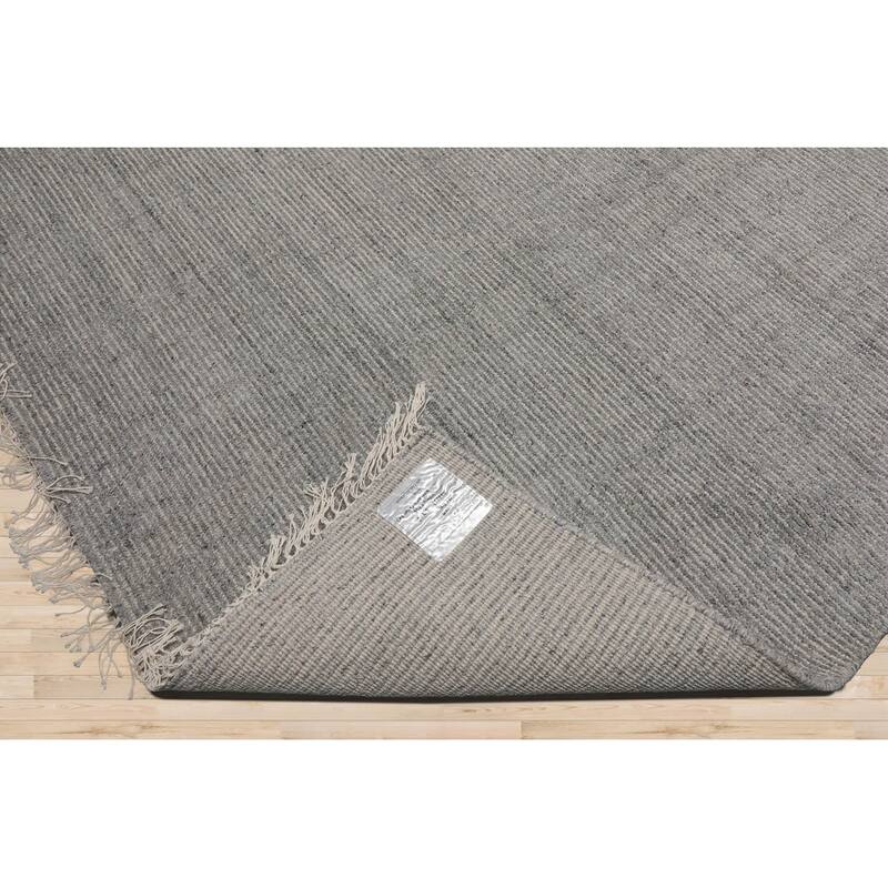 Hand Loomed Gray Ribbed Wool Modern & Contemporary Oriental Area Rug